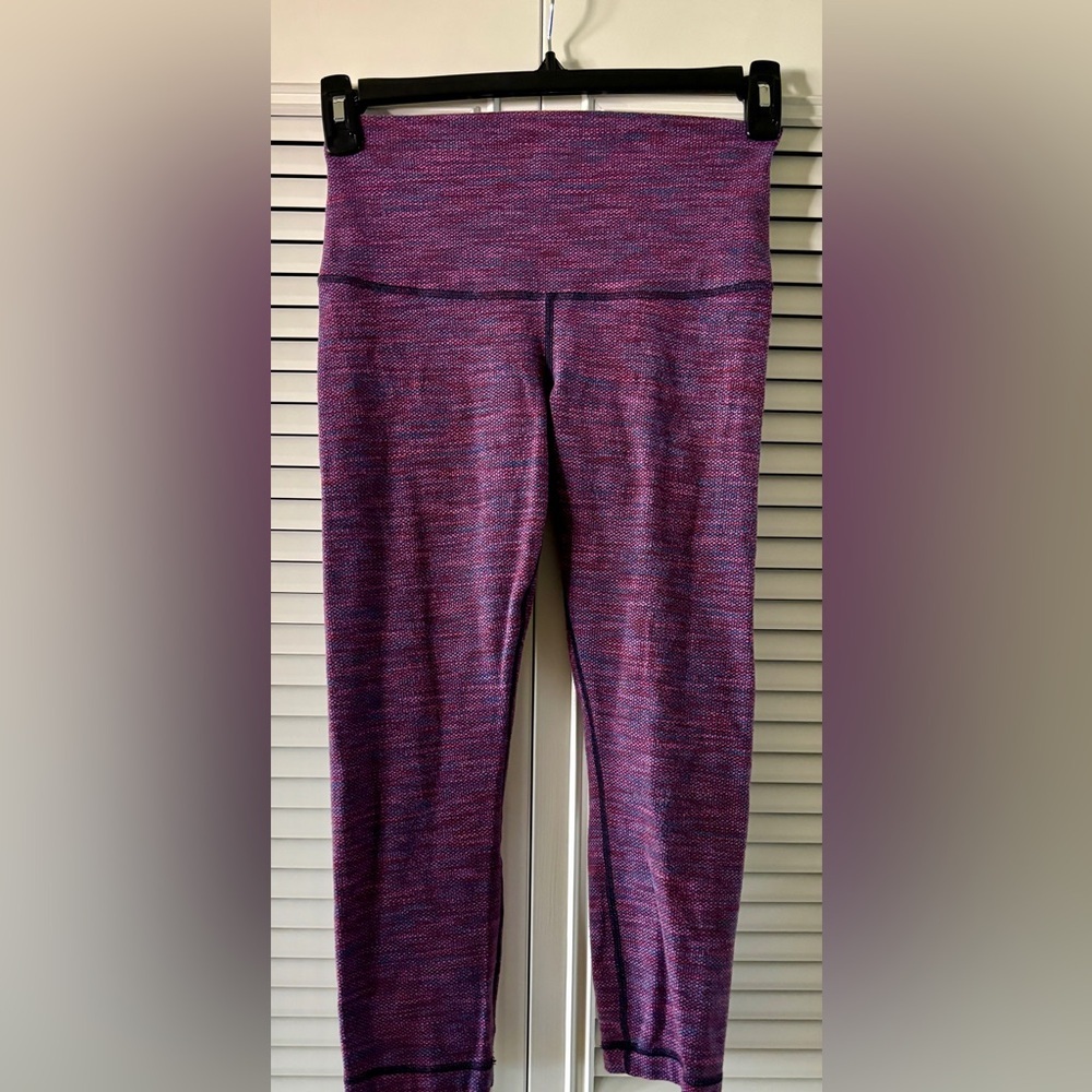 Lululemon Women’s Wunder Under Hi-Rise Cropped Burgundy Heathered Leggings SZ 6